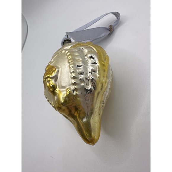 VTG Blown Glass Seashell Ornament Gold Silver Mercury Glass Christmas Coastal - Picture 5 of 16